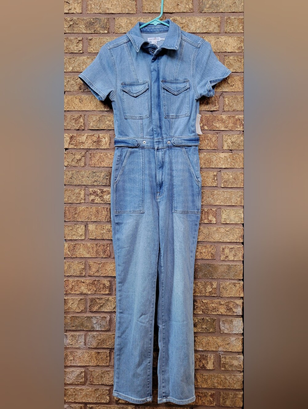 Good American Fit For Success Denim Jumpsuit Cotton Stretch Size Small
